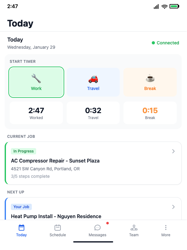 PeopleCount time tracking on mobile